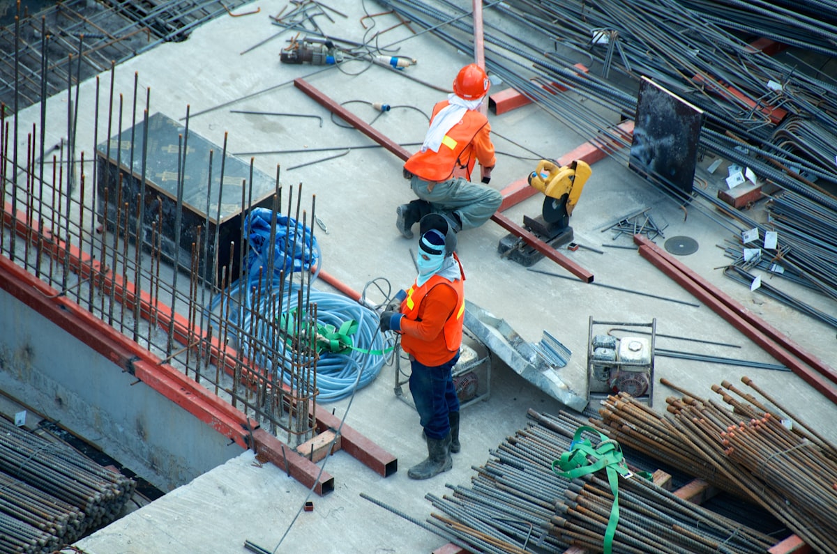 Concrete slab foundation being poured